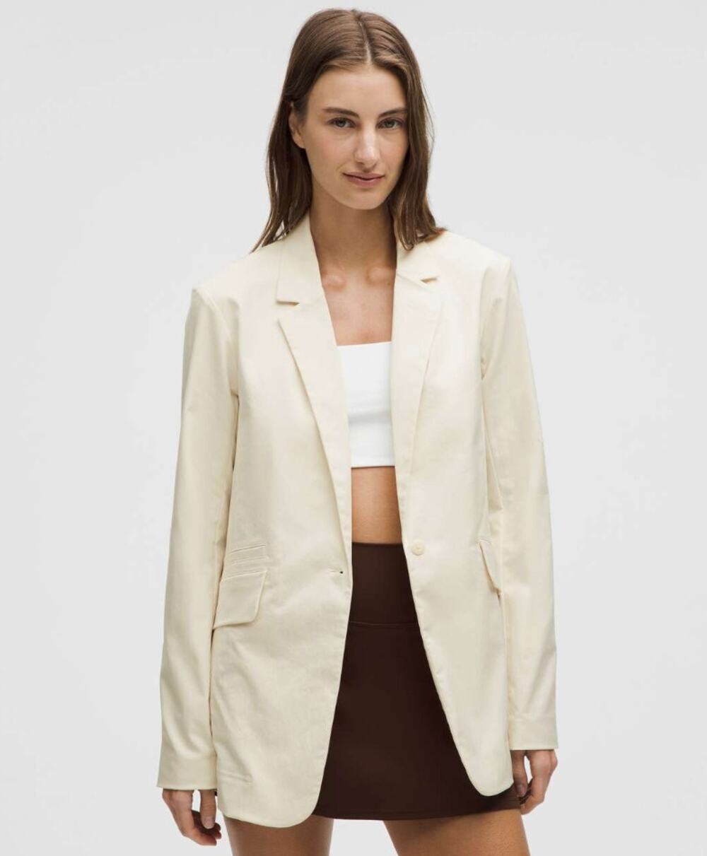 Lululemon Blazer Jacket Women's Size SP Ivory White Notch Lapel Single Breasted